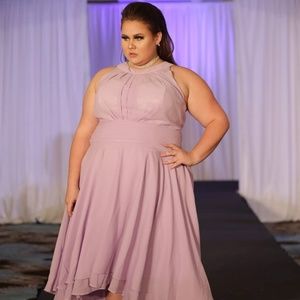 Purple Chiffon Plus Size Gown
